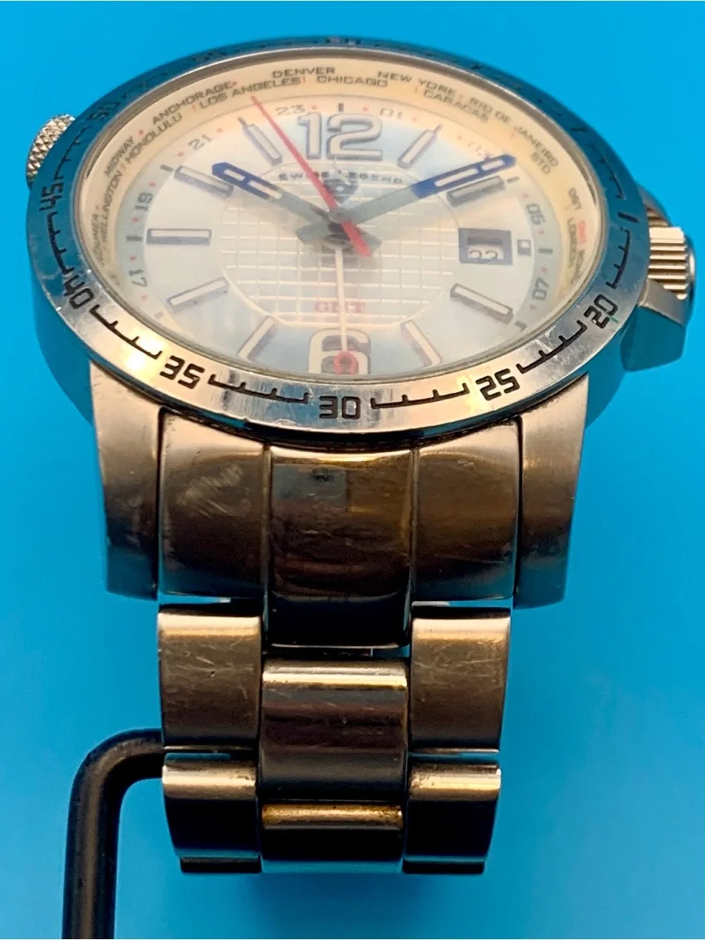 SWISS LEGEND GMT WORLDTIMER Men’s Wristwatch Swiss Movt St Steel Works New Batt